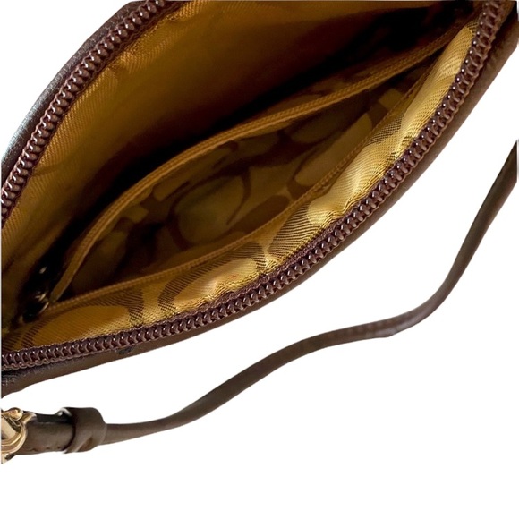 Coach Wristlet Purse Luxury Signature Monogram Classic CC Print Neutral Brown